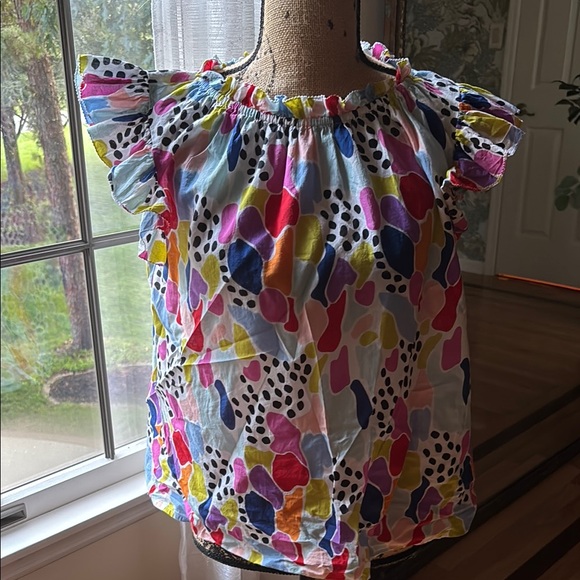 THML Multicolor Ruffle Sleeve Top - Picture 1 of 5